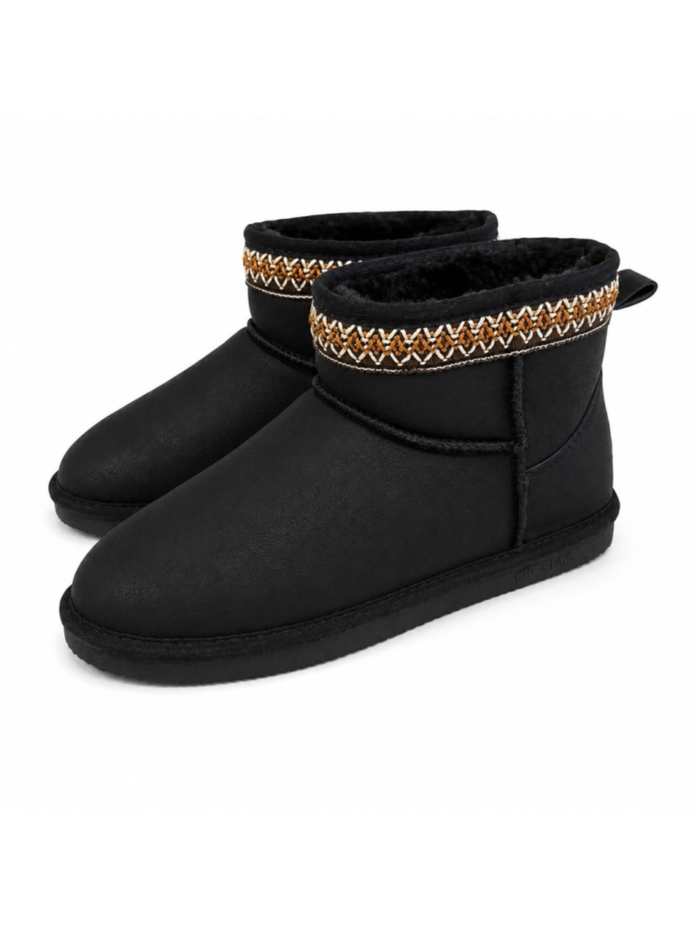 Lamo Faux Fur Lined Short Black Embroidered Winter Warm Boots 10 NEW!